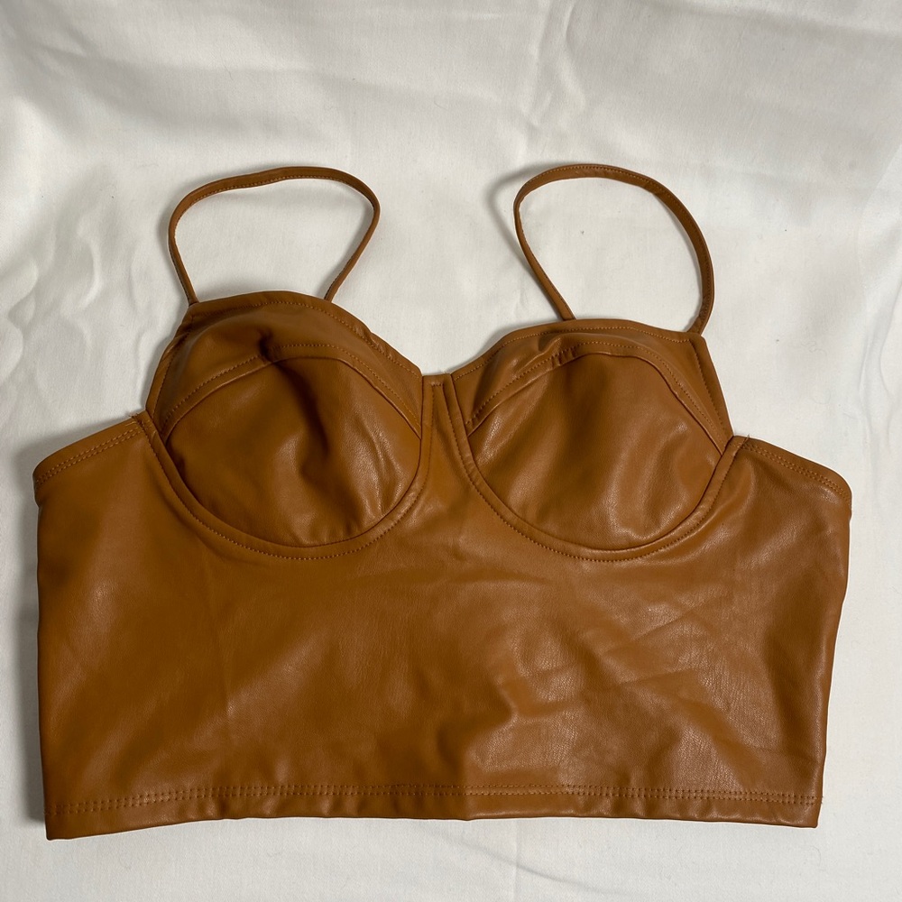 Iris Faux Leather Halter Top L